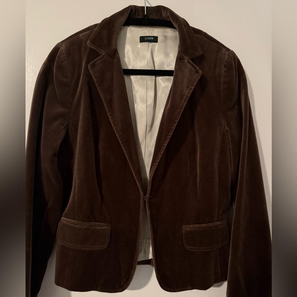 J. Crew Chocolate Brown Velvet Blazer Size 6